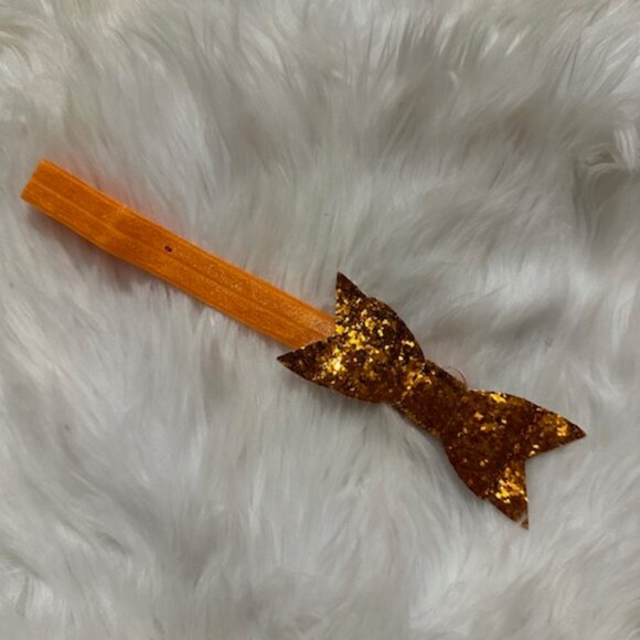 Orange Sequin Flat Bow on FOE Headband - Picture 1 of 1